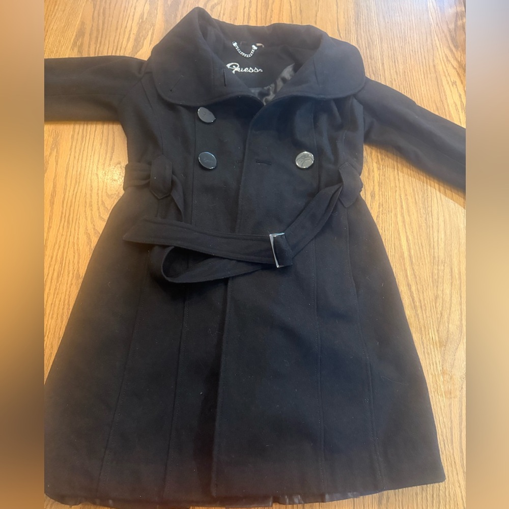 Guess Black Double-Breasted Pea Coat